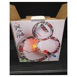Deck The Halls Dinner Set Poinsettia & Holly w/Box TIENSHAN (Incomplete)