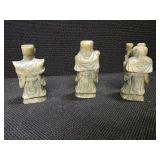 3 Antique Chinese Carvings, likely Soapstone, likely depicting the "Trio of Ancient Chinese Wise Men"
