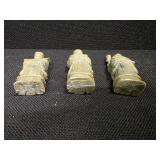 3 Antique Chinese Carvings, likely Soapstone, likely depicting the "Trio of Ancient Chinese Wise Men"