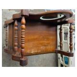 Antique Wooden Vanity with an Oval Mirror