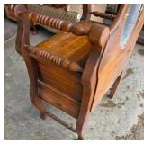 Antique Wooden Vanity with an Oval Mirror
