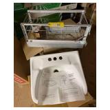White Porcelan Sink, wire rack