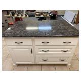 Kitchen Island With White Base and Cambria Quartz Countertop