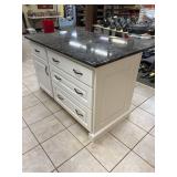 Kitchen Island With White Base and Cambria Quartz Countertop