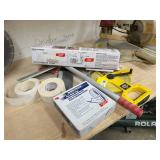 Drywall Tools and Accessories Including Texture Gun and Measuring Tape
