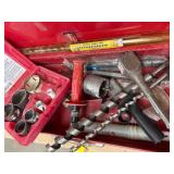 Red Metal Drill Accessory Kit with Assorted Bits and Hole Saws