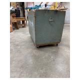 Wooden Storage Bin on Casters with Rustic Green Finish