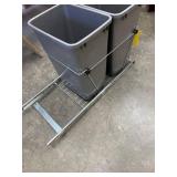 Dual Gray Pull-Out Trash Bins with Metal Sliding Frame