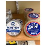 Construction Tape With Tyvek, Barricade Seam Tape, and Clear Polyethylene Tape