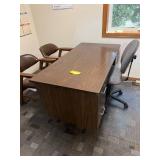 Office Furniture Set With Desk, Two Wooden Chairs, and Task Chair
