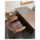 Office Furniture Set With Desk, Two Wooden Chairs, and Task Chair
