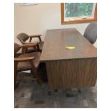 Office Furniture Set With Desk, Two Wooden Chairs, and Task Chair