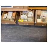 Electronics and Components in Wooden Drawers