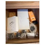 Electronics and Components in Wooden Drawers