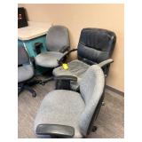 Four Office Chairs With Adjustable Features
