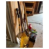 Tools Including Schumacher Starter Charger, Shovels, Rake, and Hand Tools