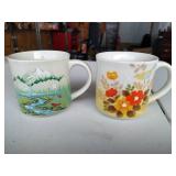 (2) Hand Painted Mid Century Japanese Mugs