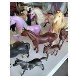 Large Lot of Plastic Toy Horses - Various Sizes