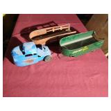 (3) Vintage Metal Toys - Mismatched Truck & (2) Trailers