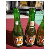 (5) Vintage 7-Up Bottles - All Different