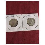 (2) Canadian Silver Quarters