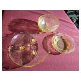 (3) Pretty Yellow Vintage Glass Dishes