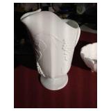 (2) Vintage Milk Glass Pieces - Pitcher & Bowl