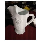 (2) Vintage Milk Glass Pieces - Pitcher & Bowl