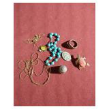 Small Decorative Box With Variety of Jewelry Pieces