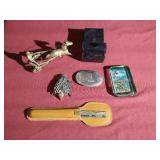 Awesome Vintage Variety Lot - Bronze/Brass Horse & Buggy, Paperweight, Etc