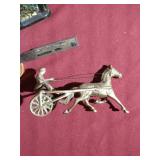 Awesome Vintage Variety Lot - Bronze/Brass Horse & Buggy, Paperweight, Etc