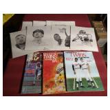 Sports Lot - Vintage Twins Yearbooks & 1990s Athlete Sketches