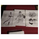 Sports Lot - Vintage Twins Yearbooks & 1990s Athlete Sketches