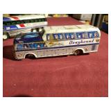 (2) Vintage Tin Greyhound Buses