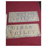Vintage ND License Plate & (2) Metal Bathroom Signs