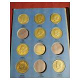 Kennedy Half Dollar Book With (12) Silver!