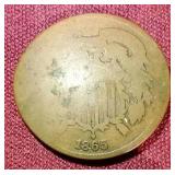 1865 2 Cent Coin