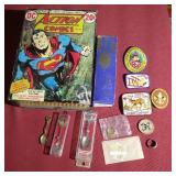 Variety Lot - Sterling Silver Ring, Challenge Coin, Superman Box, Etc
