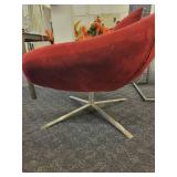 Red Velvet "Parma Chair" By American Leather.  Modern design with chrome legs.