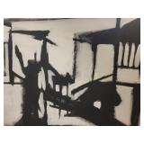 A large modern Black & White Oil Painting on Canvas. 71" x 71" x 3"