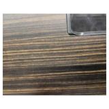 Modern Cocktail Table with a wood grain design, inset glass panel and chrome legs. Made by Fjords Furniture of Norway.