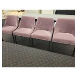 A set of 4 Velvet Fabric Dining Chairs. Lavender color.
