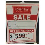 Modern Table Lamp, white glass & black metal shade.