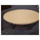 Ekornes Tan Leather Coffee Table/Ottoman