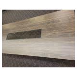 Modern Cocktail Table with a wood grain design, inset glass panel and chrome legs. Made by Fjords Furniture of Norway.