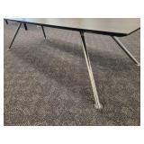 Modern Cocktail Table with a wood grain design, inset glass panel and chrome legs. Made by Fjords Furniture of Norway.