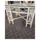 A Vintage Wrought Iron Glass Topped Table.