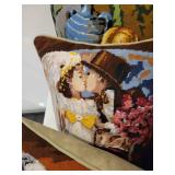 A lot of 26 Handmade Needlepoint Pillows, Fire Screen and Photo Album.