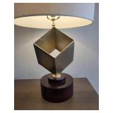 A Modern Gold Painted Metal & Wood Table Lamp.
