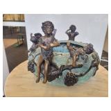 An Art Nouveau Style Patinated Bronze Jardiniere with Cherubs Playing Musical Instruments.